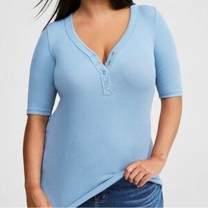 Torrid Ribbed Curved Henley Elbow Sleeve Top Size 0